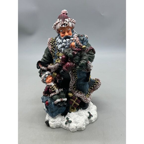 Hand-Painted Santa Claus Figurine Child & Gift Bag Holiday Decor Festive 10"READ - Picture 2 of 9